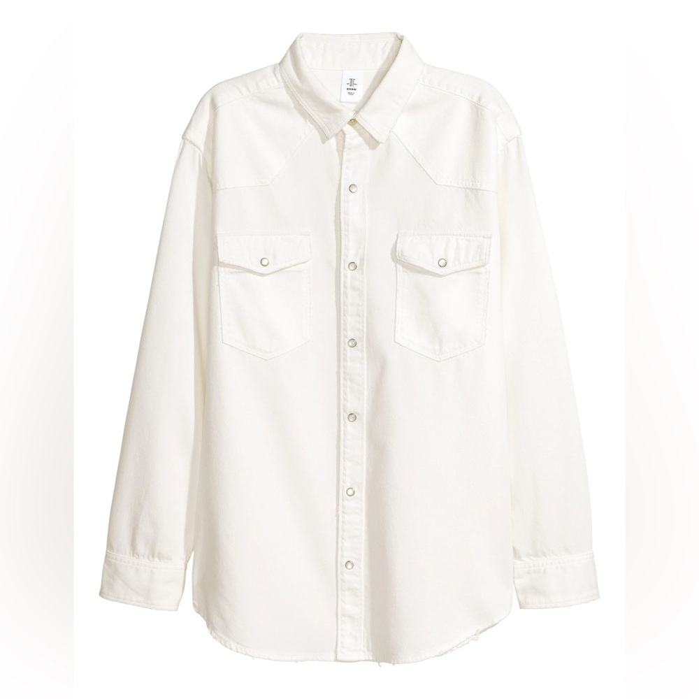 H&M Cream oversized denim Button Down jacket